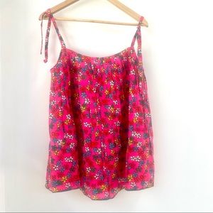 70’s Vintage psychedelic hot pink floral tie tank dress